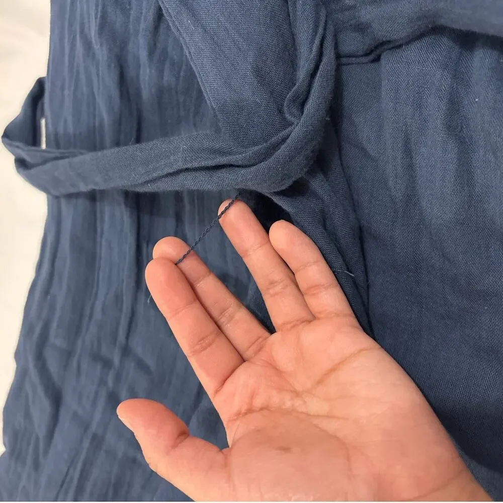 Pact Women’s Large Blue Coastal Beach Halter Jumpsuit Cotton Beachy Nautical - Picture 7 of 13